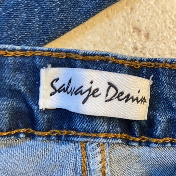 Salvaje Denim Distressed Dark Wash Jeans - Picture 3 of 7